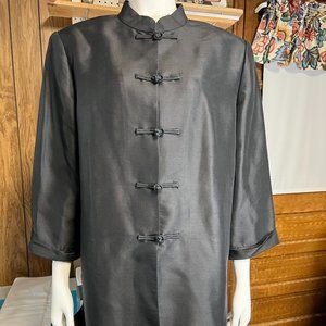 Vintage Black Silk Asian Style Tunic - Shomi by Millie Shor - Size 14 - 1990s